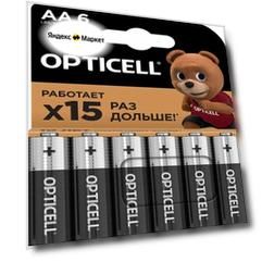 Opticell Батарейка щелочные (алкалиновые) пальчиковые, тип AA (LR6), 1.5v 6 шт в упаковке