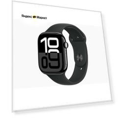 Умные часы Apple Watch Series 10, 46mm, Jet Black Aluminum Case, Sport Band M/L