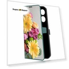 Чехол-книжка Krutoff Eco Book для TECNO Spark Go 2024 Букет (зелёный опал)