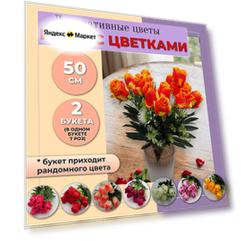 Цветы Розы (CV7) декоративные, искусственные, интерьерные 2 букета (14шт), 50см, микс