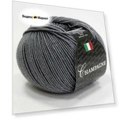 Пряжа SEAM Шампань (Сеам), т. серый - 1004, 75% экстра мериносовая шерсть, 25% шелк, 2 мотка, 50 г, 165 м.