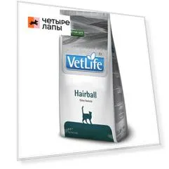 Farmina Vet Life Hairball Сухой полнорационный корм для взрослых кошек, способствующий выведению комочков шерсти из кишечника, 2 кг