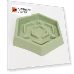 Petmax Миска для медленного кормления кошек и собак, 21,5х19х3,5 см, зеленая