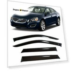 Дефлекторы боковых стекол Cobra Tuning на Volvo S60 2 II Sd Sedan 2010 - 2017 - Ветровики боковых окон для Вольво С60 2 II Сд Седан 2010 - 2017