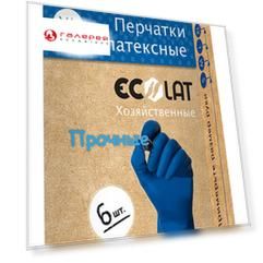 ECOLAT Перчатки хозяйственные латексные, синие, размер XL / EcoLat 6 шт