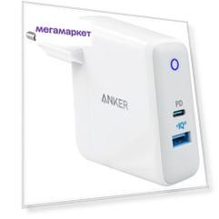Сетевое зарядное устройство Anker Powerport 2, 1xUSB; 1xUSB Type-C, 3 A, (A2321321) white