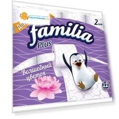 Туалетная бумага Familia Plus "Волшебный цветок", 2 слоя, 12 рулонов