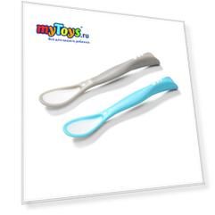 Гибкая ложечка BabyOno 2 шт, серо-голубая