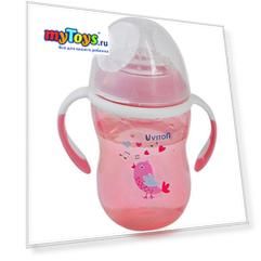 Поильник-непроливайка Uviton Baby Soft, 250 мл, розовый