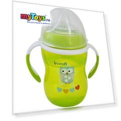 Поильник-непроливайка Uviton Baby Soft, 250 мл, зелёный