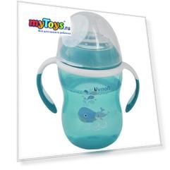 Поильник-непроливайка Uviton Baby Soft, 250 мл, бирюзовый