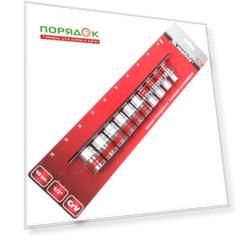 Набор торцевых головок 10 предметов, 6-гранные, 1/2", 10-22 мм, CrV, Matrix, 13557