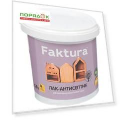 Лак-антисептик Faktura, шелковисто-матовый, полиакриловый, бесцветный, для внутренних и наружных работ, 0.9 л