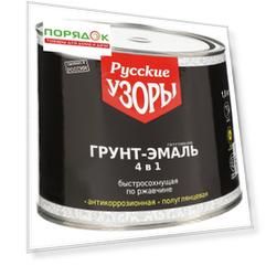 Грунт-эмаль Русские узоры, 4в1, по ржавчине, быстросохнущая, алкидная, полуглянцевая, белая, 1.8 кг