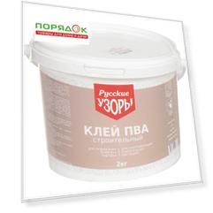Клей ПВА Русские узоры, строительный, однокомпонентный, 2 кг
