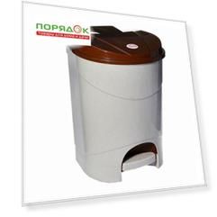 Контейнер для мусора пластик, 19 л, квадратный, педаль, бежевый мрамор, Idea, М2892