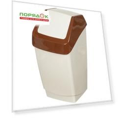 Контейнер для мусора 15 л, квадратный, плавающая крышка, бежевый мрамор