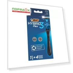Станок для бритья Bic, Flex3 Hybrid, для мужчин, 3 лезвия, 4 сменные кассеты, 8930161