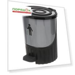 Контейнер для мусора пластик, 8 л, круглый, педаль, серебряный, Dunya Plastik, 01061