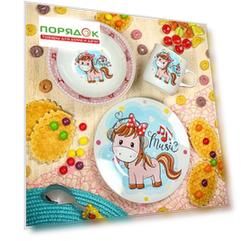 Набор посуды керамика, 3 предмета, Пони