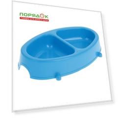 Миска для животных Зооник, 1503, пластик, 0.5 л, двойная на ножках