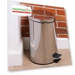 Контейнер для мусора металл, 12 л, круглый, педаль, хром, Y8-2723