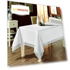Скатерть Maison Royale Kdk с кружевом 160*220 см белый n-1103-3