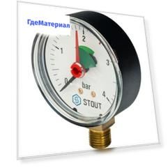Манометр радиальный с указателем предела Stout Dn 63 мм 1/4' SIM-0008-630408