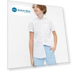 Белая нарядная рубашка с коротким рукавом Button Blue