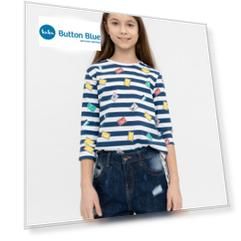 Футболка в полоску с длинным рукавом Button Blue