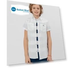 Белая рубашка с коротким рукавом Button Blue