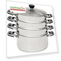 Мантоварка сталь, 24 см, 4 секции, Катунь, Алтын, крышка стекло, индукция, КТ-244АТ