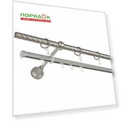 Карниз металл, диаметр 16 мм, СМ-2907/160/1Ш, хром матовый, двухрядный, 1.6 м