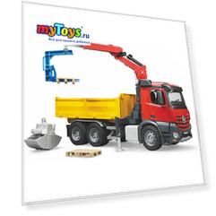 Грузовик Bruder "Mercedes-Benz" с краном, корзиной и 2 паллетами