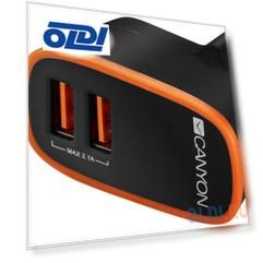 Зарядное устроиство от сети питания CANYON Universal 2xUSB AC charger (in wall) with over-voltage protection, Input 100V-240V, Output 5V-2.1A , with S