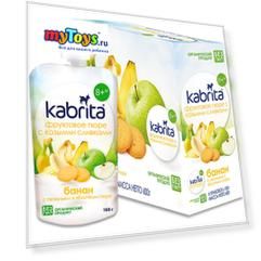 Пюре Kabrita козьи сливки, банан с печеньем и яблочным пюре, с 8 мес, 6 шт