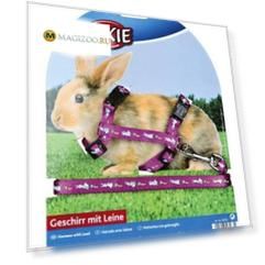 Trixie шлейка для кроликов, с поводком, нейлон с рисунком, 10 мм/1,2 м (1 шт)