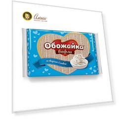 Вафли Обожайка со вкусом сливок, Пензенская кондитерская фабрика, 225 гр.
