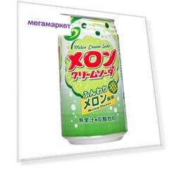 Лимонад Tominaga Крем-сода со вкусом ДЫНИ, газированный в ж/б, 350 гр, Япония