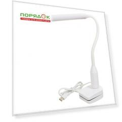 Светильник настольный на прищепке, с USB, белый, абажур белый, SPE14013-8285C/1