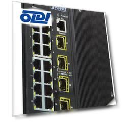 IP30 Industrial 16* 10/100/1000TP + 4* 100/1000F SFP Full Managed Ethernet Switch (-40 to 75 degree C, 2*DI, 2*DO), ERPS Ring, 1588