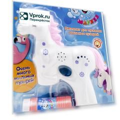 Игрушка 1Toy Пистолет для пускания мыльных пузырей Единорог 56мл