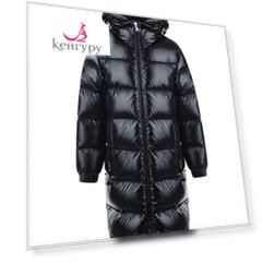 Черный длинный пуховик с капюшоном Moncler детский