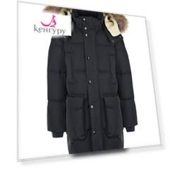 Черный длинный пуховик с меховой отделкой Moncler