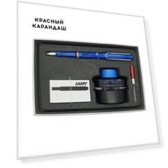 Набор ручка перьевая LAMY Safari, F корпус синий+ картридж черный+ чернила син.+ конвертер