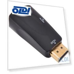 Адаптер HDMI M--VGA 15F+Audio ORIENT C118, для подкл.монитора/проектора к выходу HDMI, черный