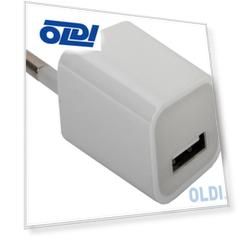 Зарядное устройство/адаптер питания USB от эл.сети Orient PU-2301, выход 5В/1000мА, белый