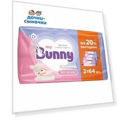 Салфетки My Bunny влажные без запаха, 128 шт