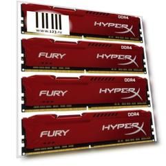 Оперативная память 64Gb (4x16Gb) PC4-19200 2400MHz DDR4 DIMM CL15 Kingston HyperX FURY Red HX424C15FRK4/64