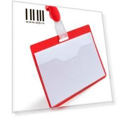 Бейдж Durable горизонтальный 90x60мм с карманом с клипом-зажимом красный 25шт 810603